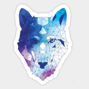 Geometric Blue Wolf Digital Painting Sticker